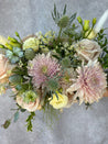 Neutral elegant and soft bridal bouquet with textural elements